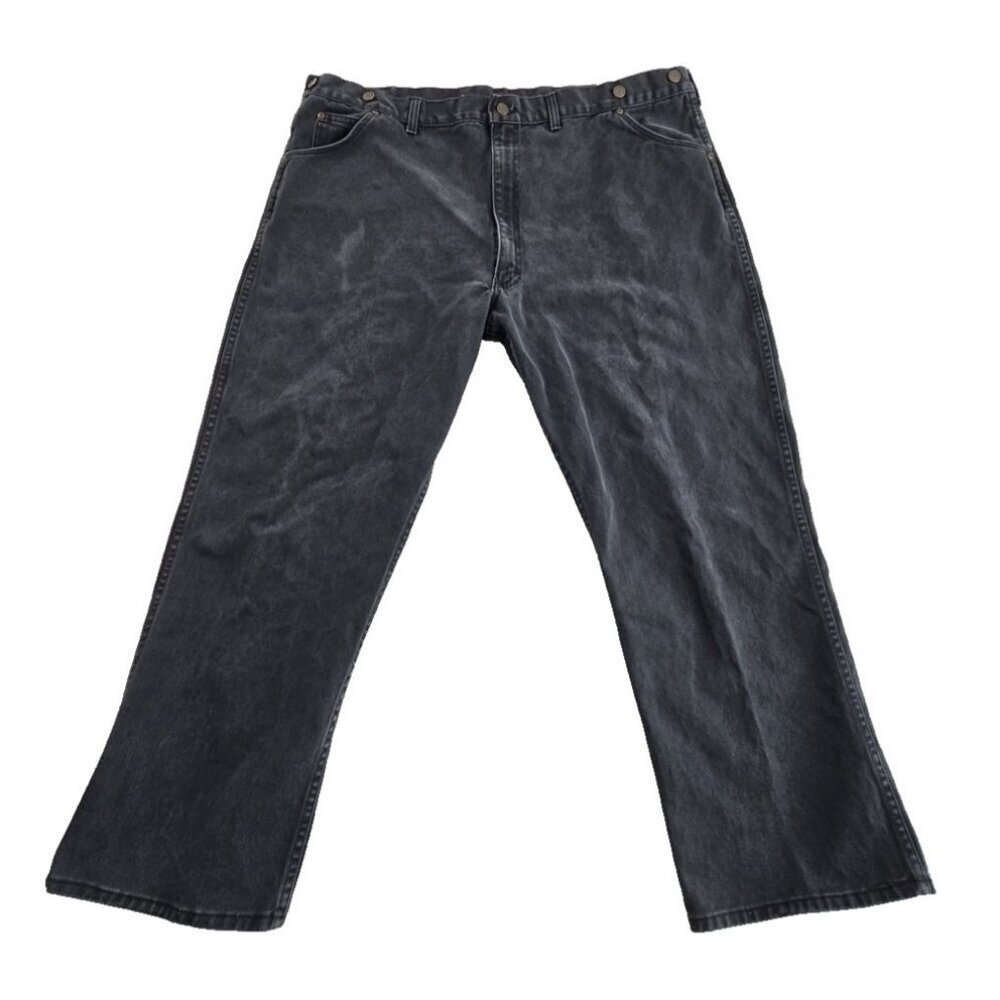 Key Suspender Jeans Men's 46x30 Heavy‎ Gray Denim Suspender Buttons Relaxed EUC